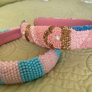New 2 Pink and Blue Beaded Headbands